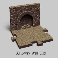 Puzzle Lock,Dungeon Squares,SQ 3 Way - Wall C