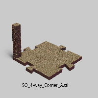 Puzzle Lock,Dungeon Squares,SQ 4 Way - Corner A